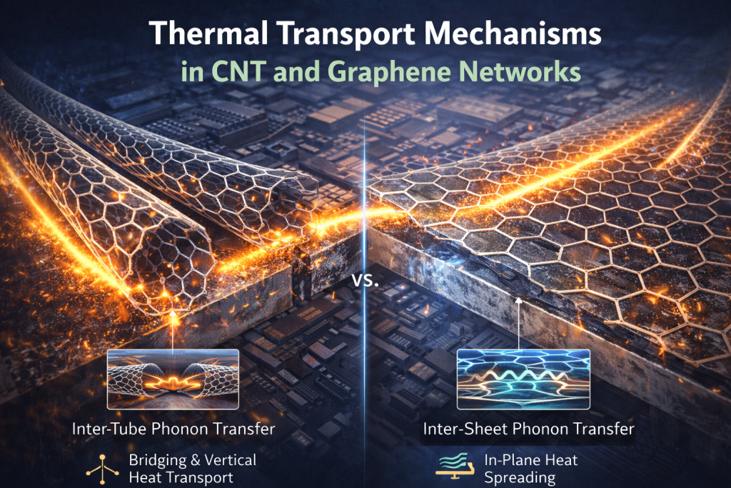 Thermal Transport Mechanisms in CNT and Graphene Networks
