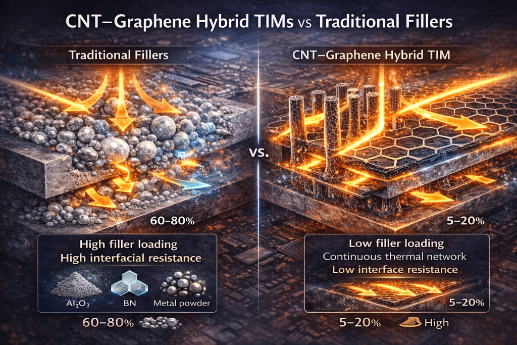 CNT–Graphene TIMs vs. Traditional Fillers