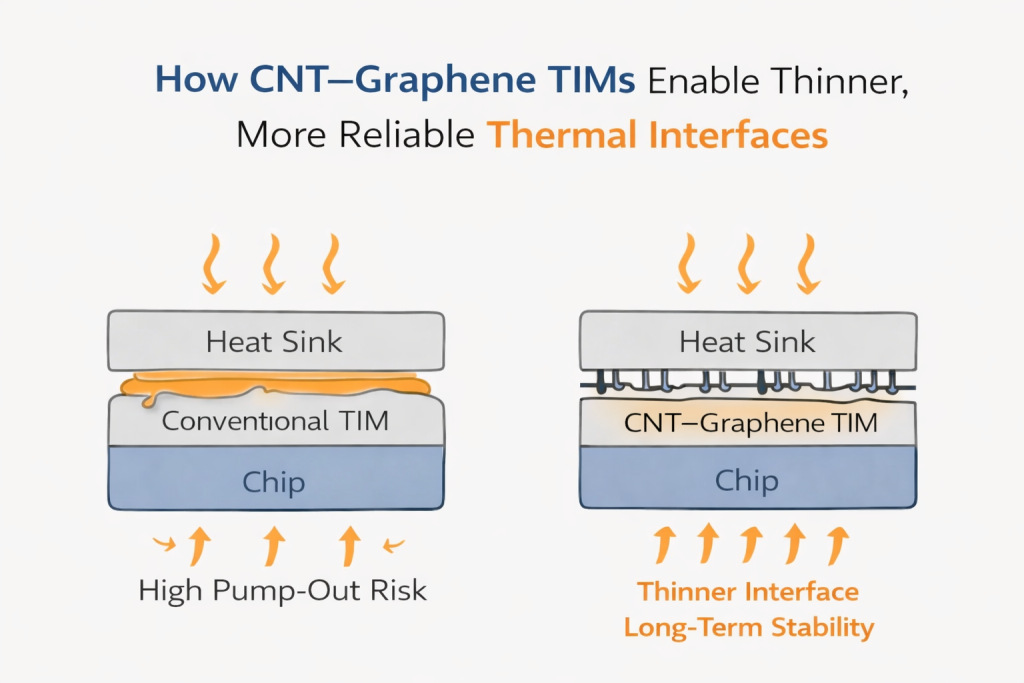 How CNT–Graphene TIMs Enable Thinner, More Reliable Thermal Interfaces