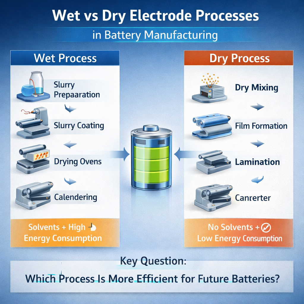 Wet vs Dry Electrode Processes in Battery Manufacturing