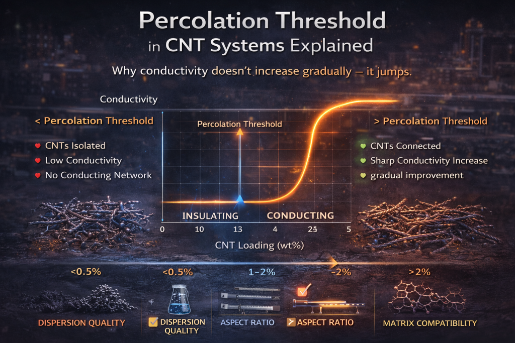 Percolation Threshold in CNT Systems Explained