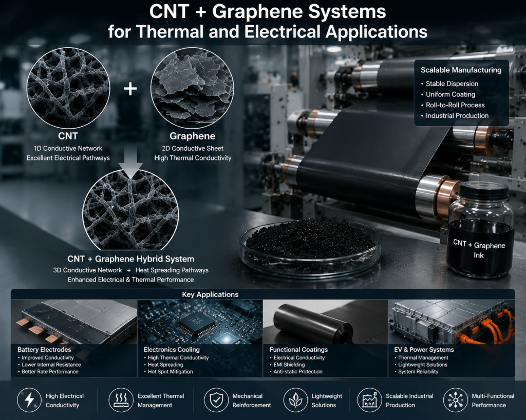 CNT + Graphene Systems for Thermal and Electrical Applications